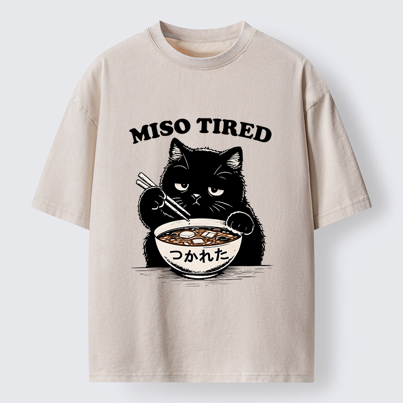 Tokyo-Tiger I Am So Tired Cat Washed T-Shirt
