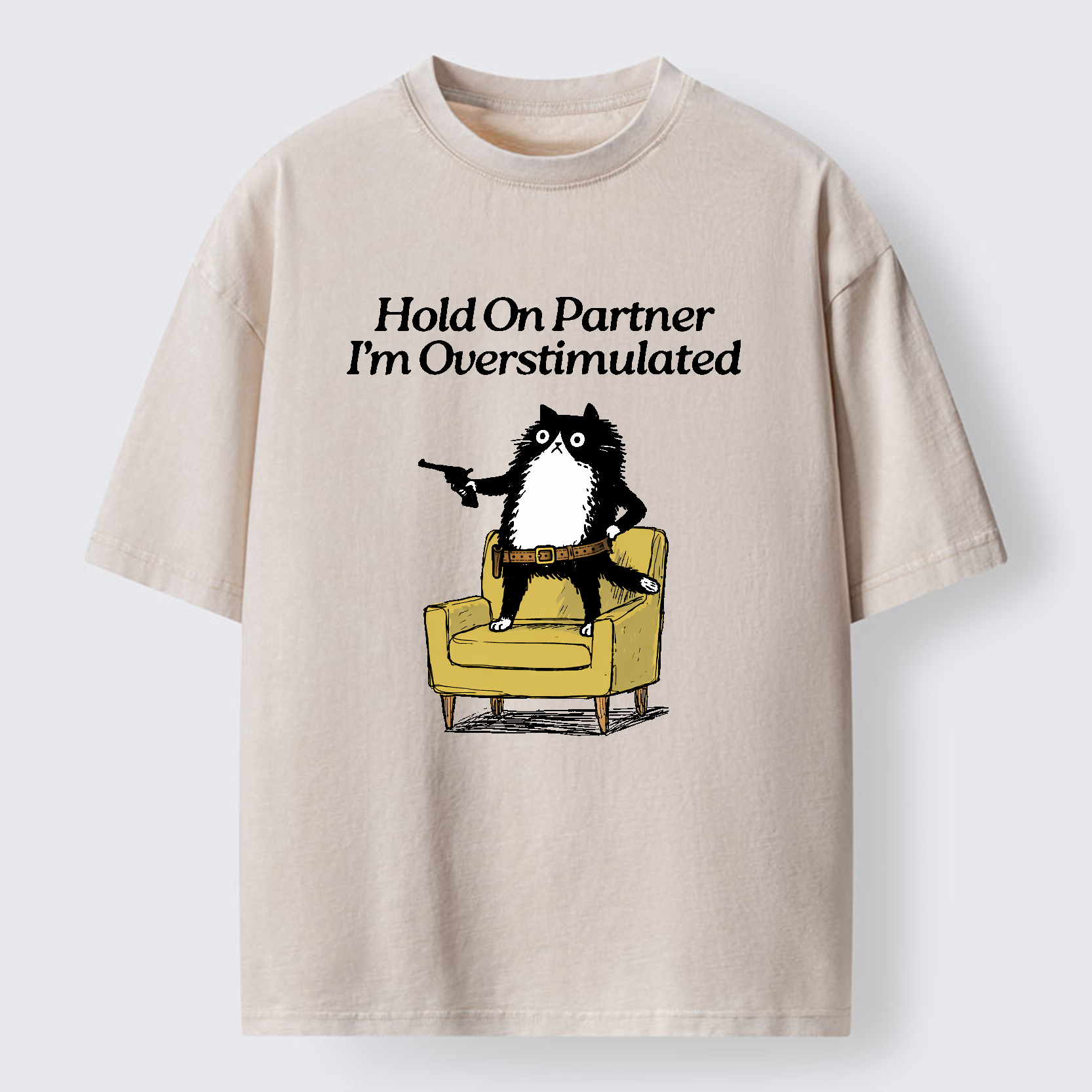 Tokyo-Tiger Overstimulated Cat Washed T-Shirt