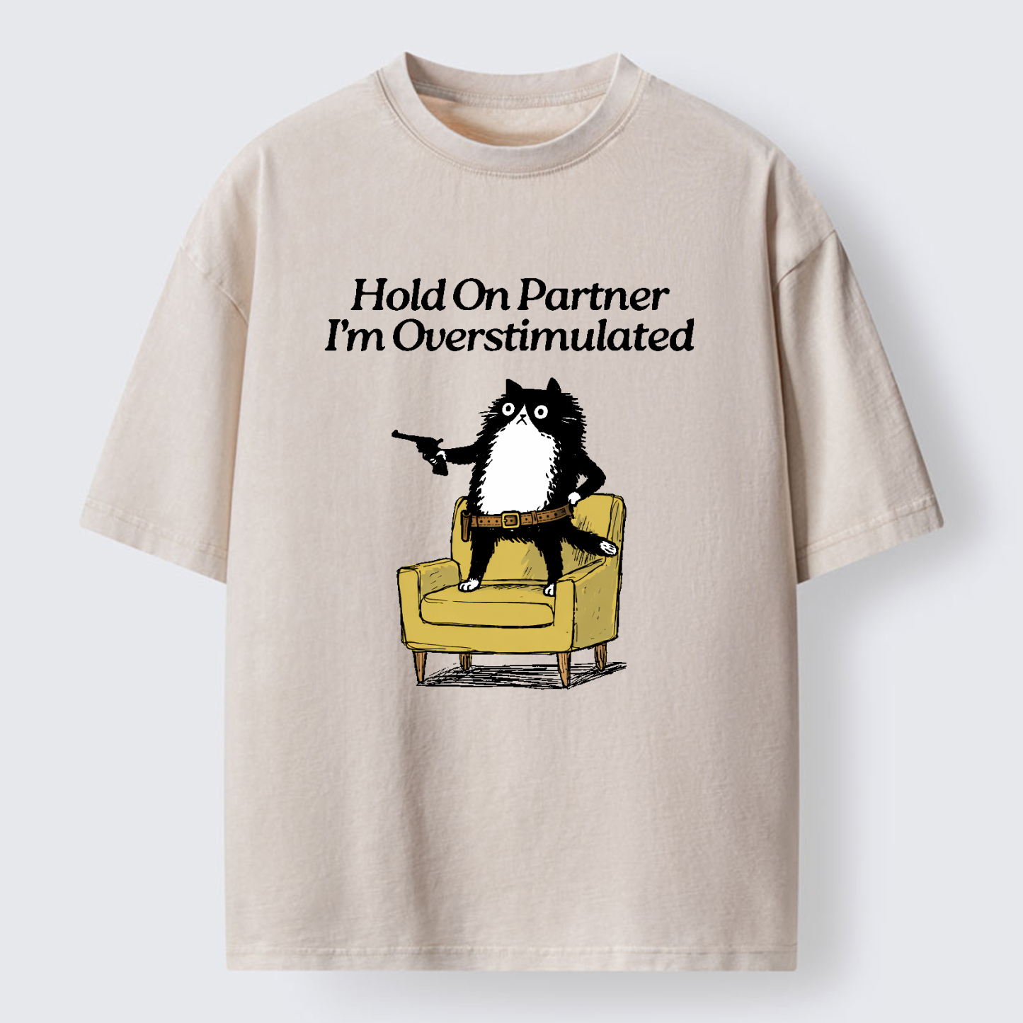 Tokyo-Tiger Overstimulated Cat Washed T-Shirt