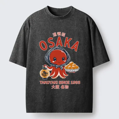Tokyo-Tiger Delicious Takoyaki Japanese Washed T-Shirt