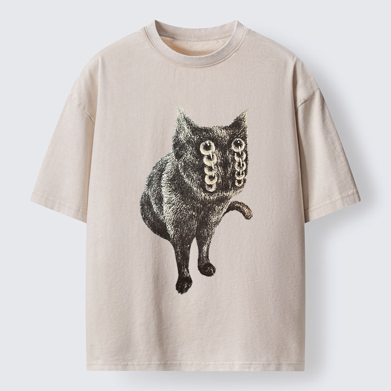 Tokyo-Tiger Fast-moving Cat Washed T-Shirt