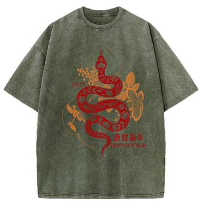 Tokyo-Tiger Welcome The Year Of The Snake Washed T-Shirt