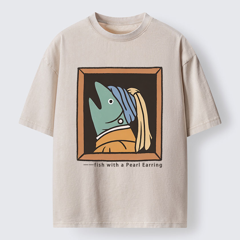 Tokyo-Tiger Fish With A Pearl Earring Washed T-Shirt