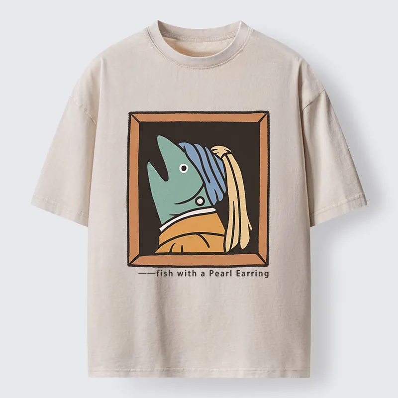 Tokyo-Tiger Fish With A Pearl Earring Washed T-Shirt