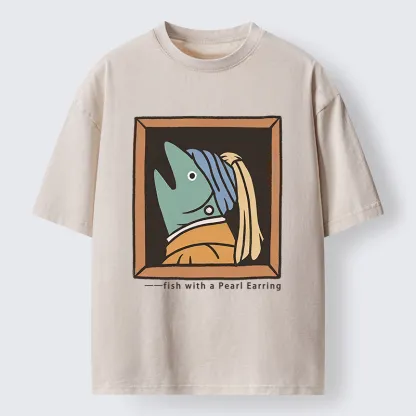 Tokyo-Tiger Fish With A Pearl Earring Washed T-Shirt