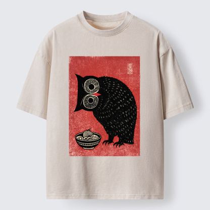 Tokyo-Tiger Ramen And Curious Owl Washed T-Shirt