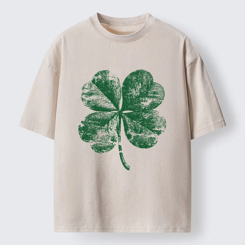 Tokyo-Tiger Lucky Four-leaf Clover Of St. Patrick's Day Washed T-Shirt
