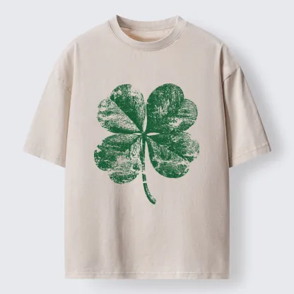 Tokyo-Tiger Lucky Four-leaf Clover Of St. Patrick's Day Washed T-Shirt