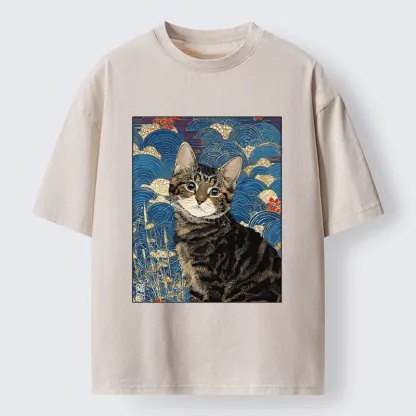 Tokyo-Tiger Elegant Kitten Washed T-Shirt
