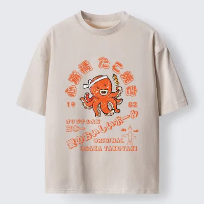 Tokyo-Tiger Delicious Takoyaki Washed T-Shirt