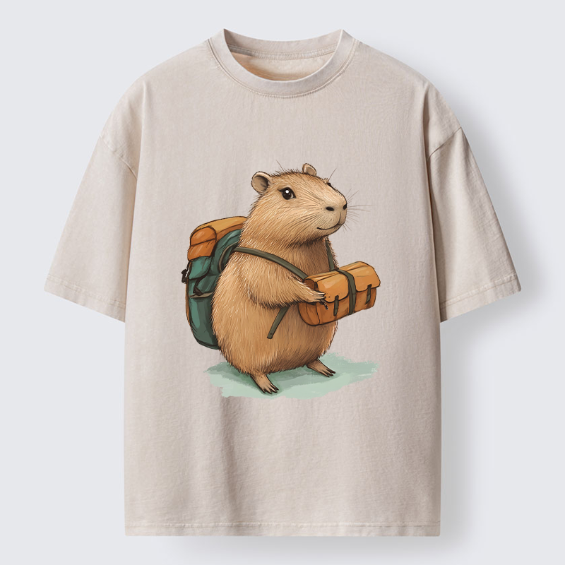 Tokyo-Tiger Traveling Capybara Washed T-Shirt