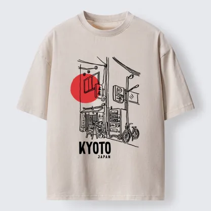 Tokyo-Tiger Kyoto Travel Street Washed T-Shirt