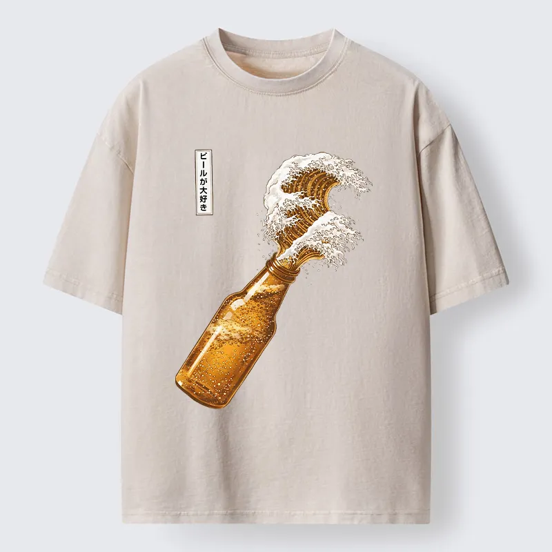 Tokyo-Tiger Beer Wave Washed T-Shirt
