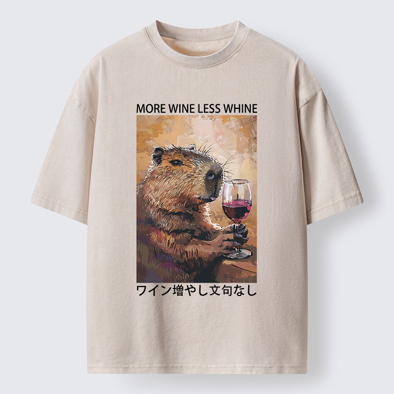 Tokyo-Tiger More Wine Less Whine Washed T-Shirt