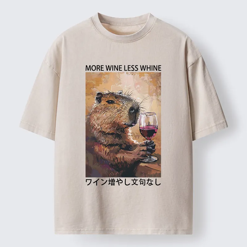 Tokyo-Tiger More Wine Less Whine Washed T-Shirt