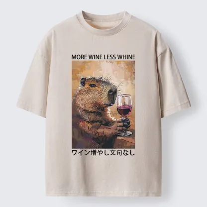 Tokyo-Tiger More Wine Less Whine Washed T-Shirt