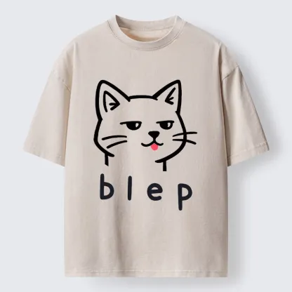 Tokyo-Tiger Naughty Cat Funny Washed T-Shirt