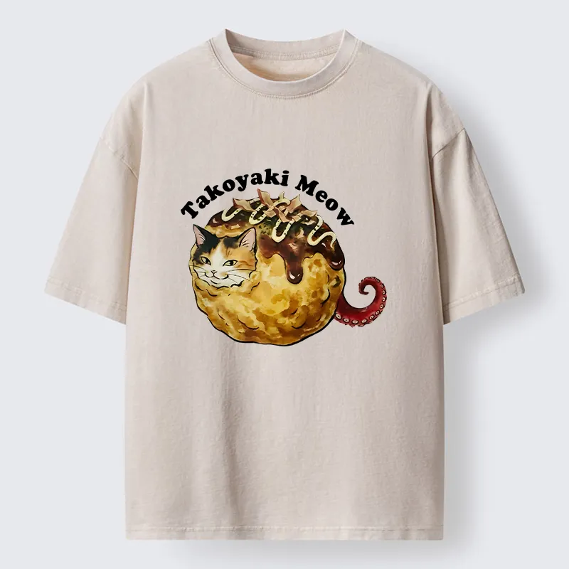 Tokyo-Tiger Takoyaki Meow Washed T-Shirt