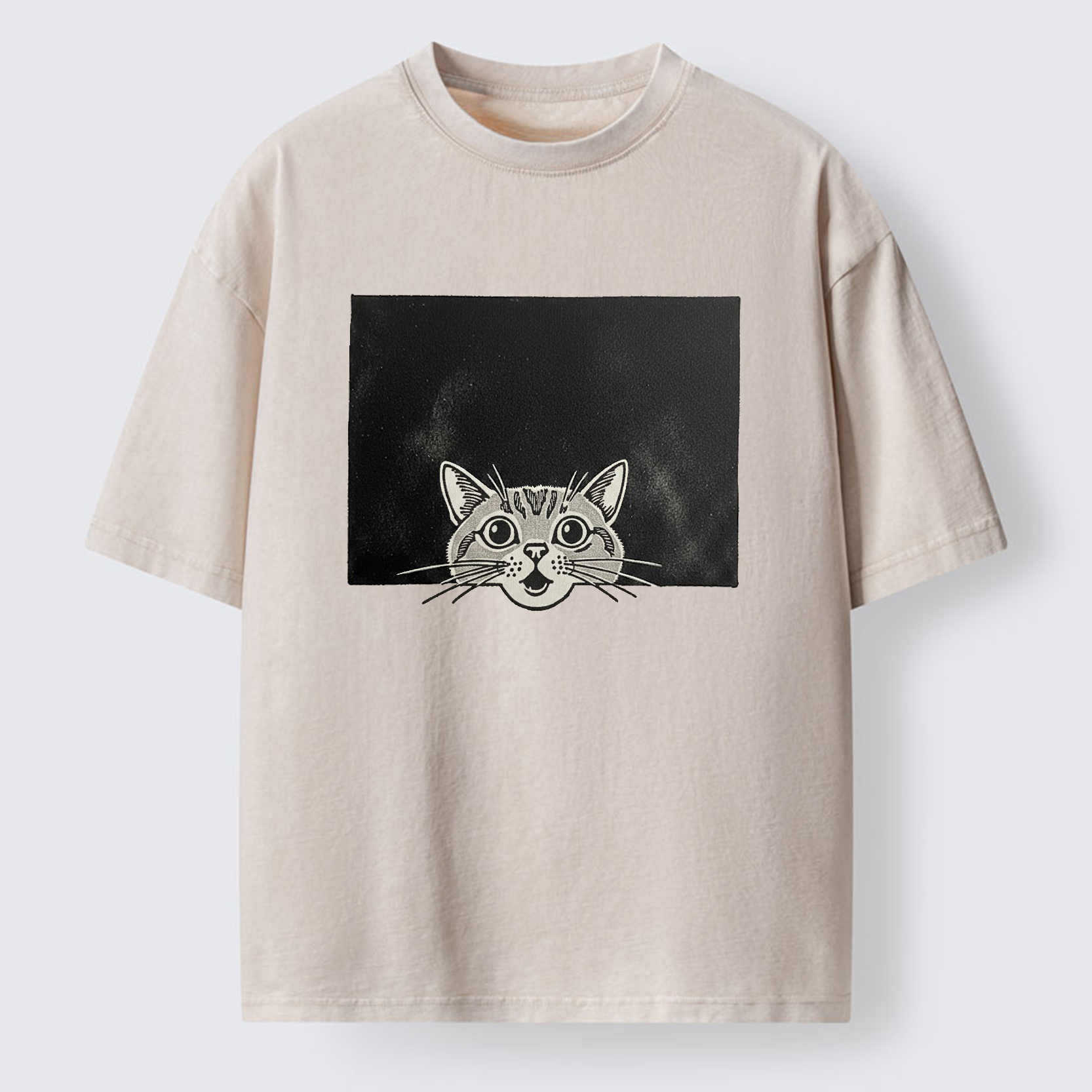 Tokyo-Tiger Surprised Cat Washed T-Shirt