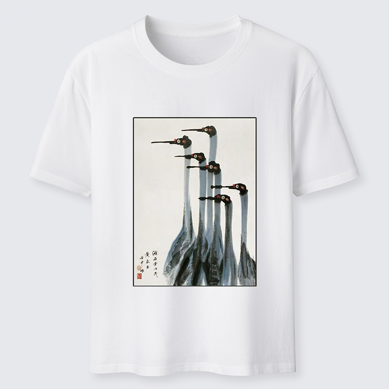 Tokyo-Tiger Retro Crane Painting Classic T-Shirt