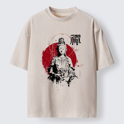 Tokyo-Tiger Zen Guanyin Washed T-Shirt