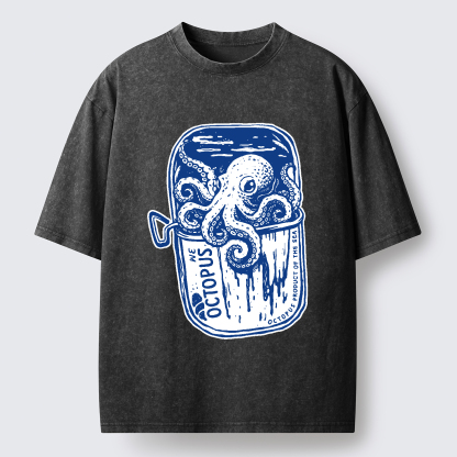 Tokyo-Tiger Canned Octopus Washed T-Shirt