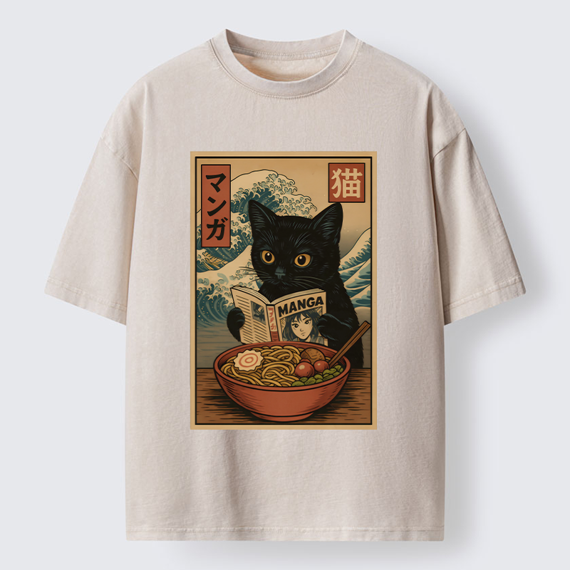 Tokyo-Tiger Cat's Japanese Life Washed T-Shirt
