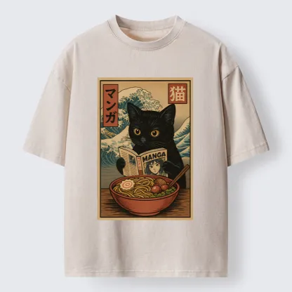 Tokyo-Tiger Cat's Japanese Life Washed T-Shirt