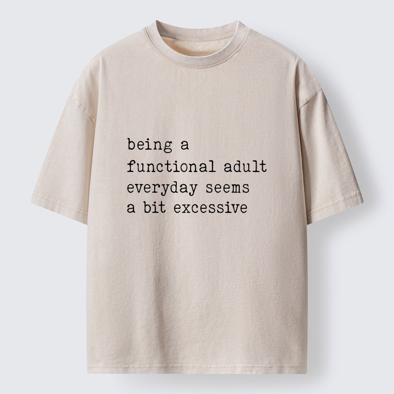 Tokyo-Tiger Funny Adulting Washed T-Shirt