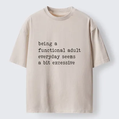 Tokyo-Tiger Funny Adulting Washed T-Shirt