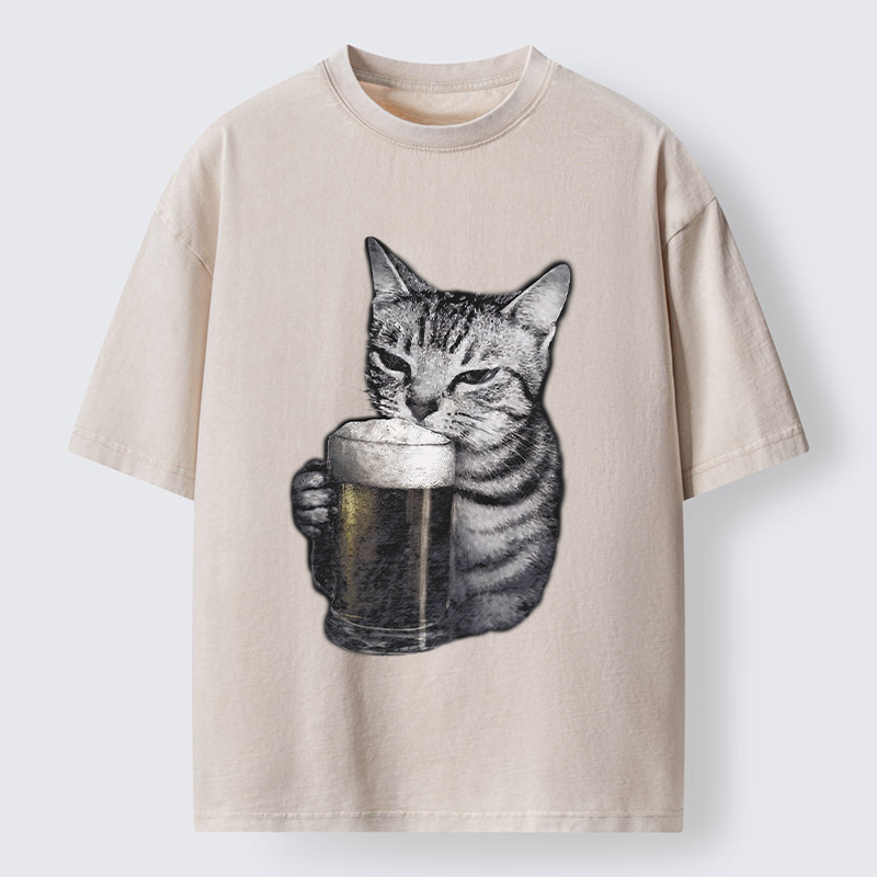 Tokyo-Tiger Cheers With The Cat Washed T-Shirt
