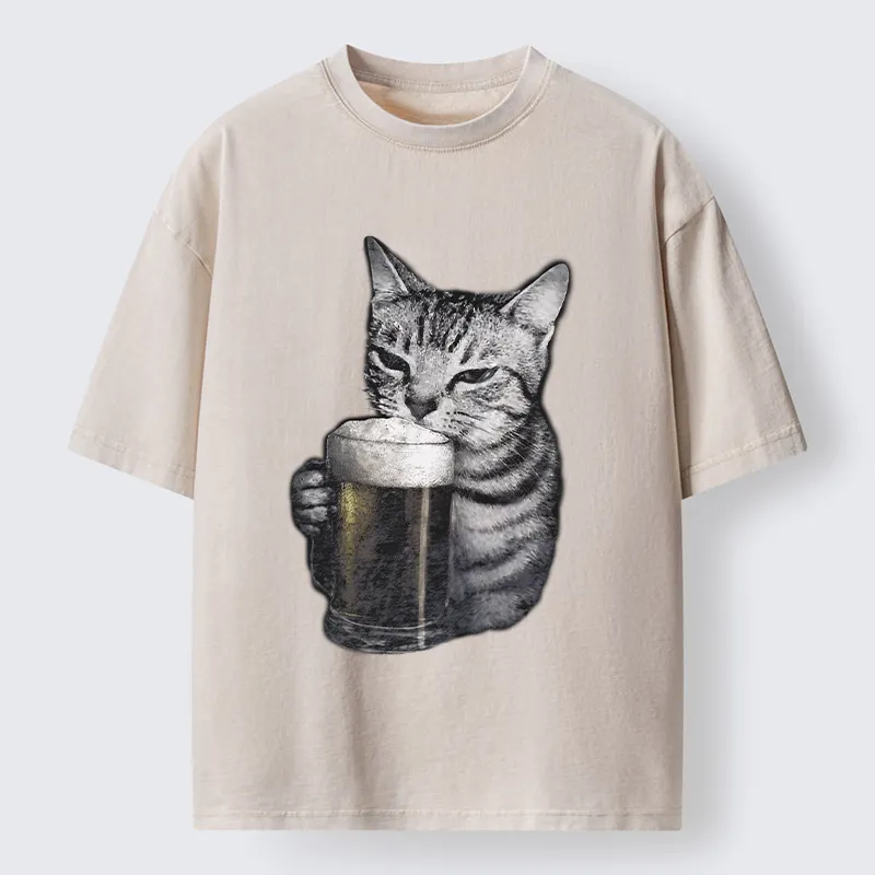 Tokyo-Tiger Cheers With The Cat Washed T-Shirt