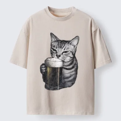 Tokyo-Tiger Cheers With The Cat Washed T-Shirt