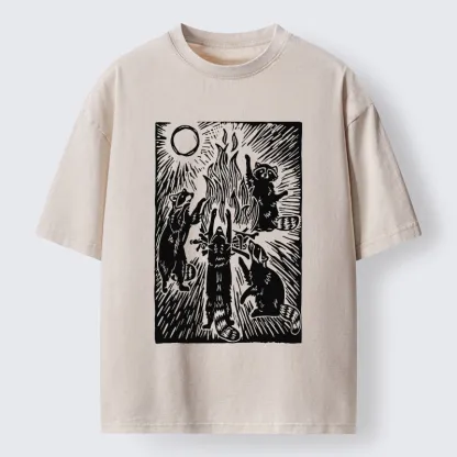Tokyo-Tiger Raccoons And Campfires Washed T-Shirt