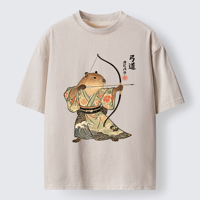 Tokyo-Tiger Capybara Archery Washed T-Shirt