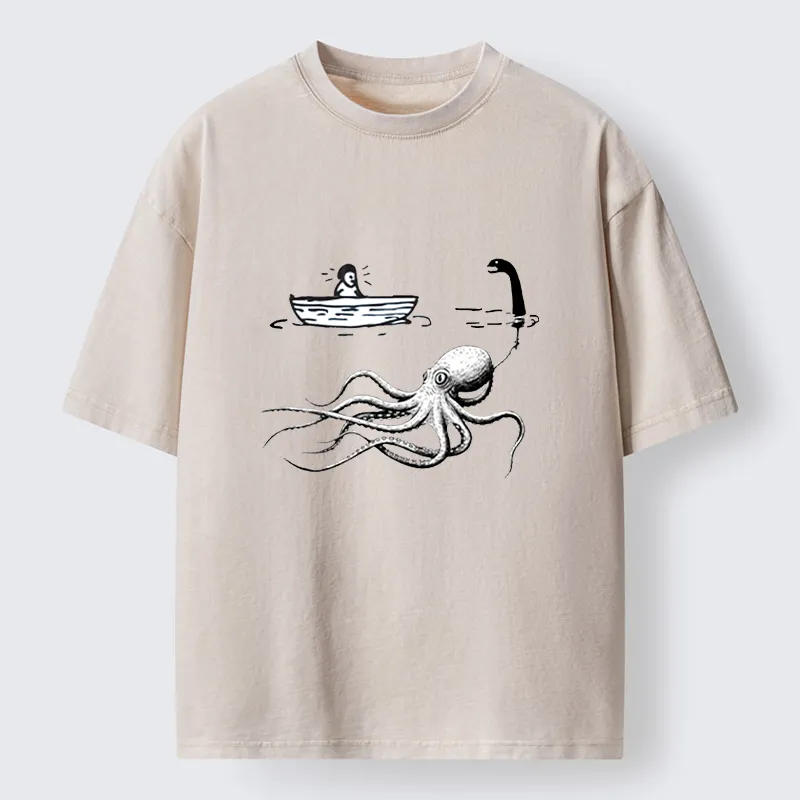 Tokyo-Tiger Octopus Camouflage Washed T-Shirt