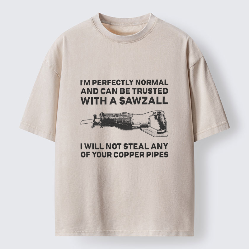 Tokyo-Tiger Sawzall Funny Washed T-Shirt