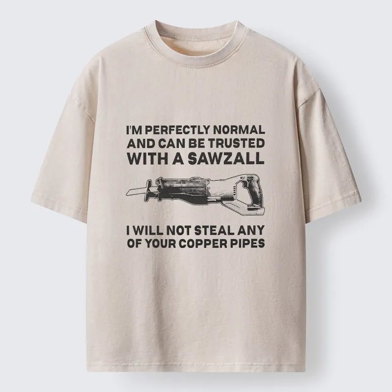 Tokyo-Tiger Sawzall Funny Washed T-Shirt