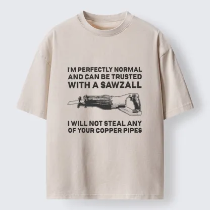 Tokyo-Tiger Sawzall Funny Washed T-Shirt