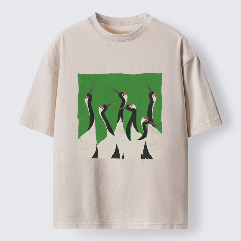 Tokyo-Tiger Crane Flock Washed T-Shirt