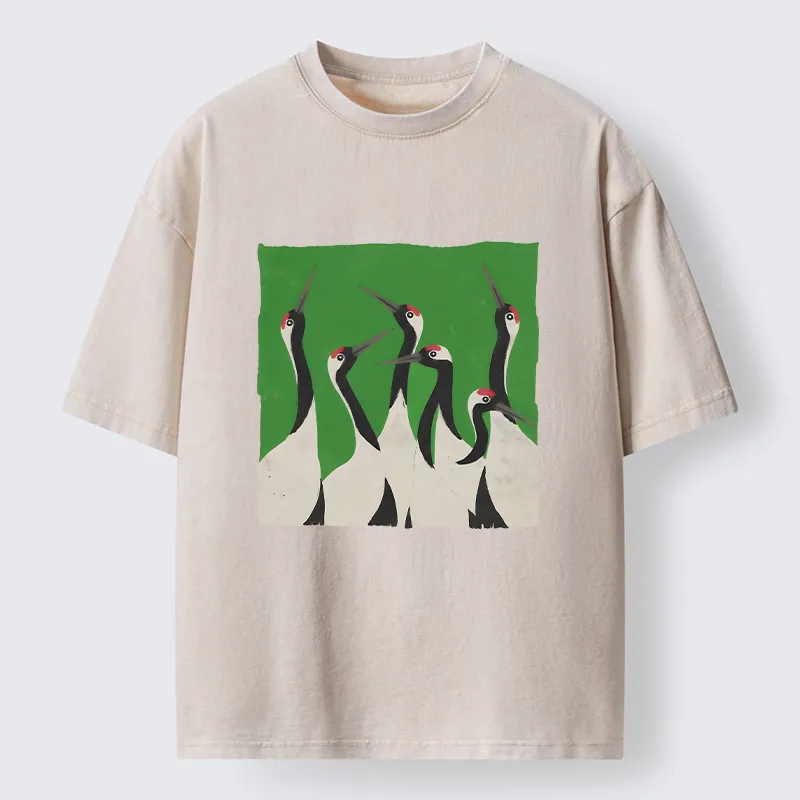 Tokyo-Tiger Crane Flock Washed T-Shirt