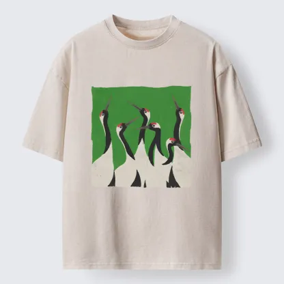 Tokyo-Tiger Crane Flock Washed T-Shirt
