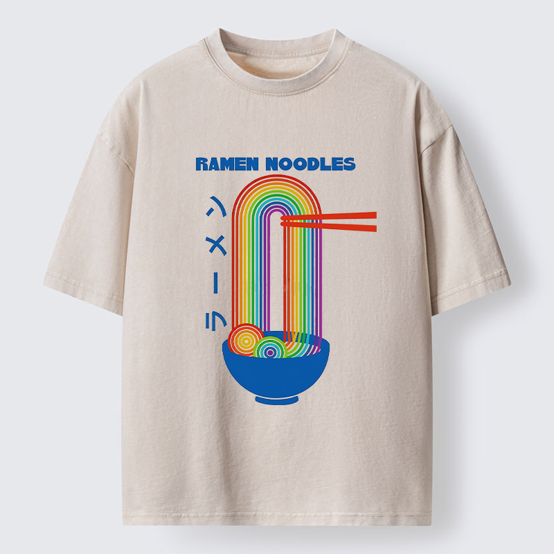 Tokyo-Tiger Ramen Rainbow Washed T-Shirt