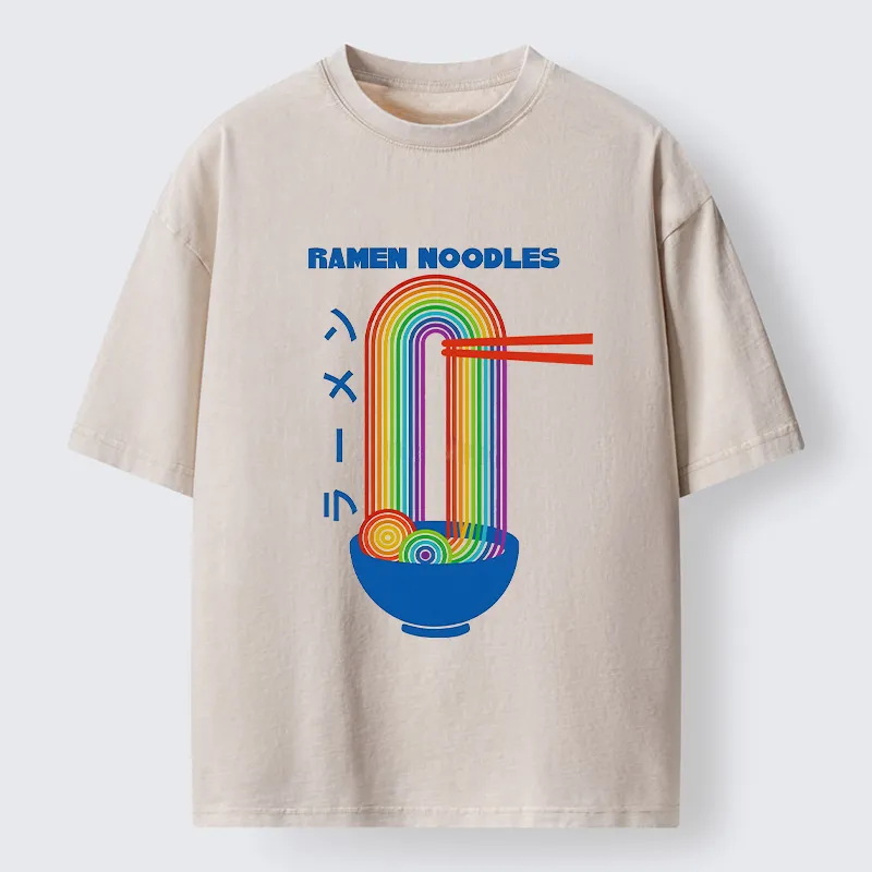 Tokyo-Tiger Ramen Rainbow Washed T-Shirt
