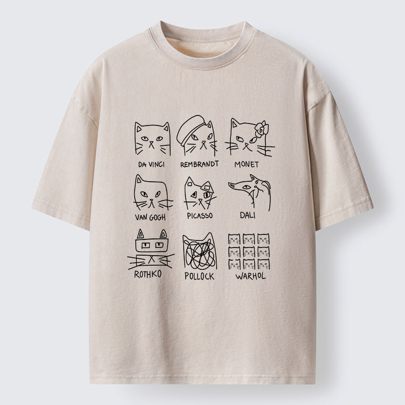 Tokyo-Tiger Artistic Cats Washed T-Shirt