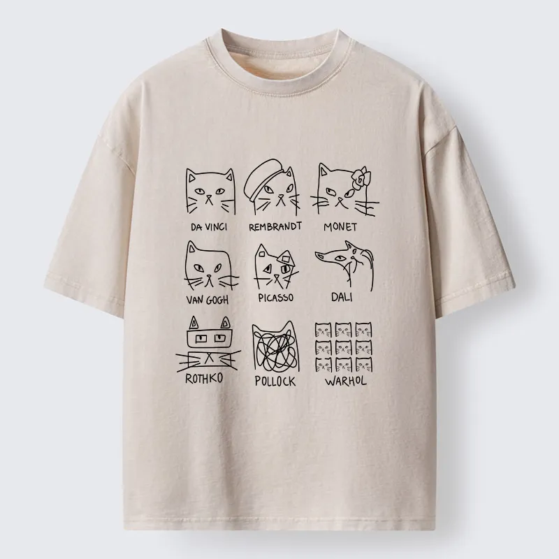 Tokyo-Tiger Artistic Cats Washed T-Shirt