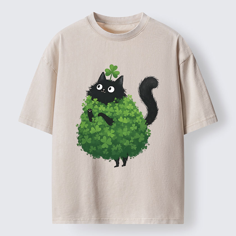 Tokyo-Tiger St. Patrick's Day Decorated Cat Washed T-Shirt