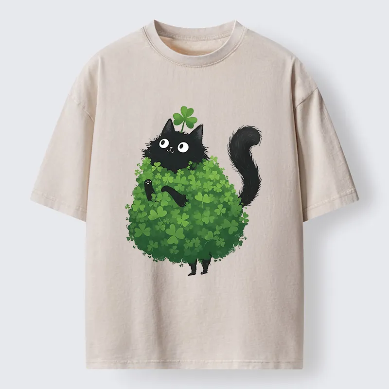 Tokyo-Tiger St. Patrick's Day Decorated Cat Washed T-Shirt