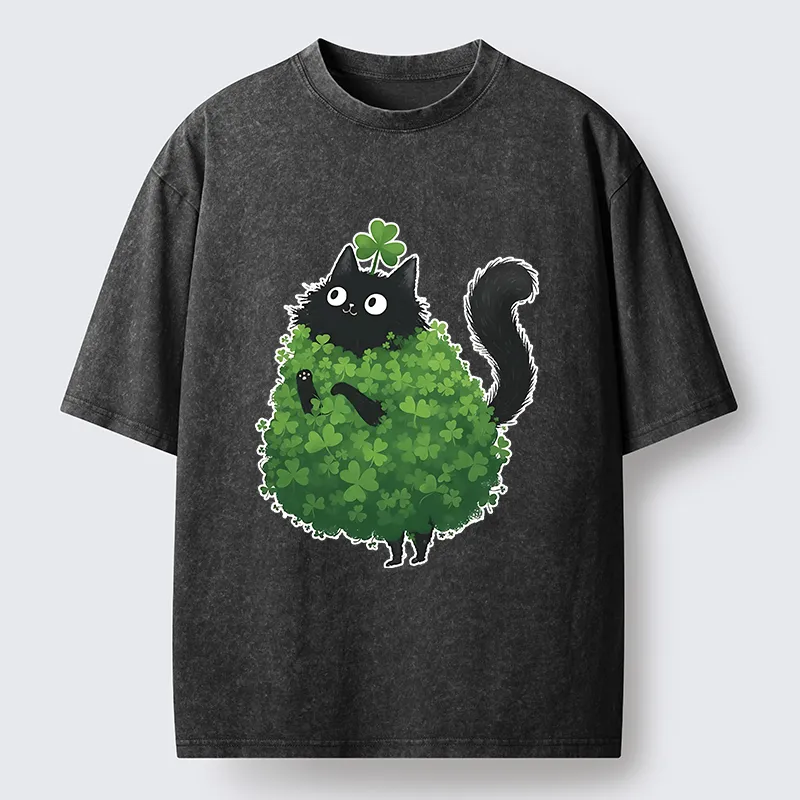 Tokyo-Tiger St. Patrick's Day Decorated Cat Washed T-Shirt