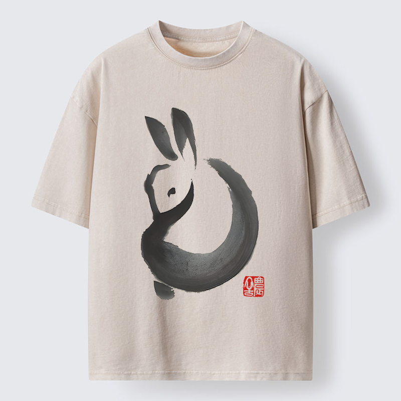 Tokyo-Tiger Ink Rabbit Washed T-Shirt